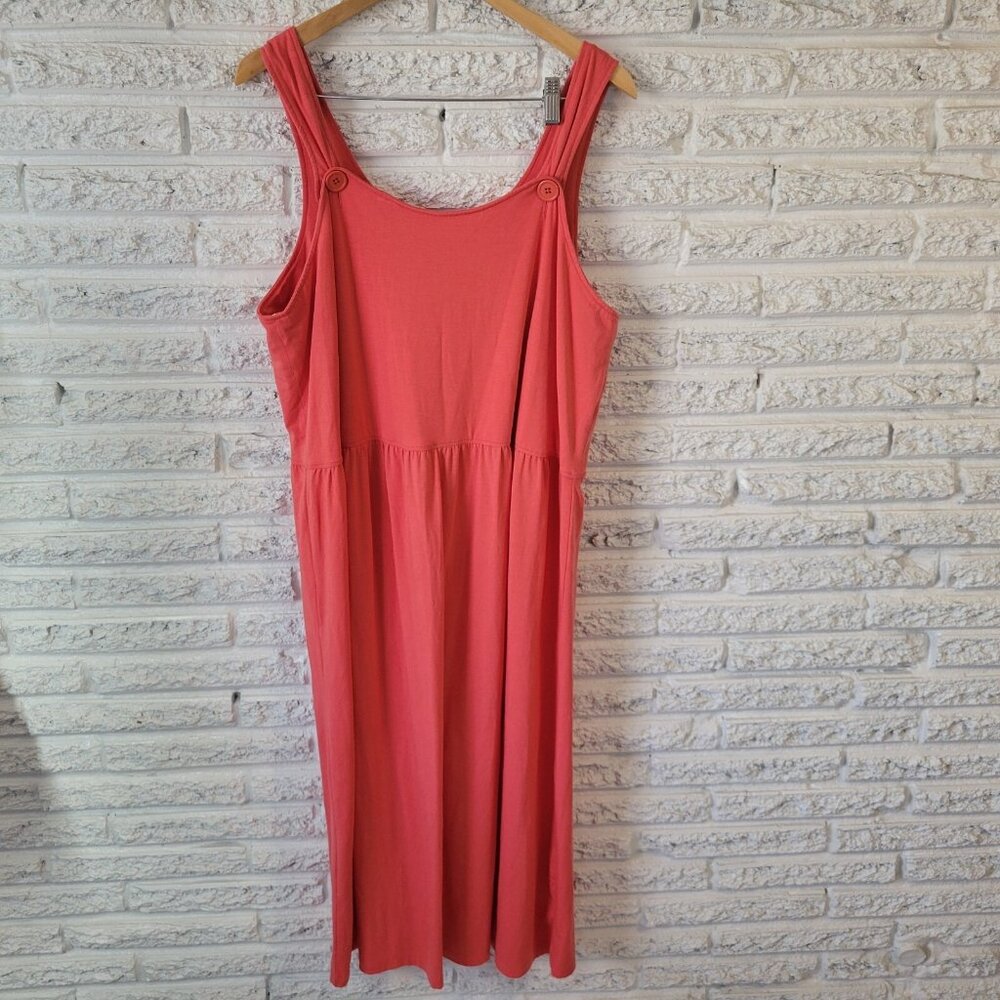 Denim & Co Womens Dress XL Pink Sheath Knee Length Square Neck Button SWE151E